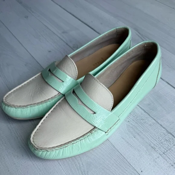 Cole Haan Mint Green and Cream Women's Loafers Size 7 - Picture 2 of 6